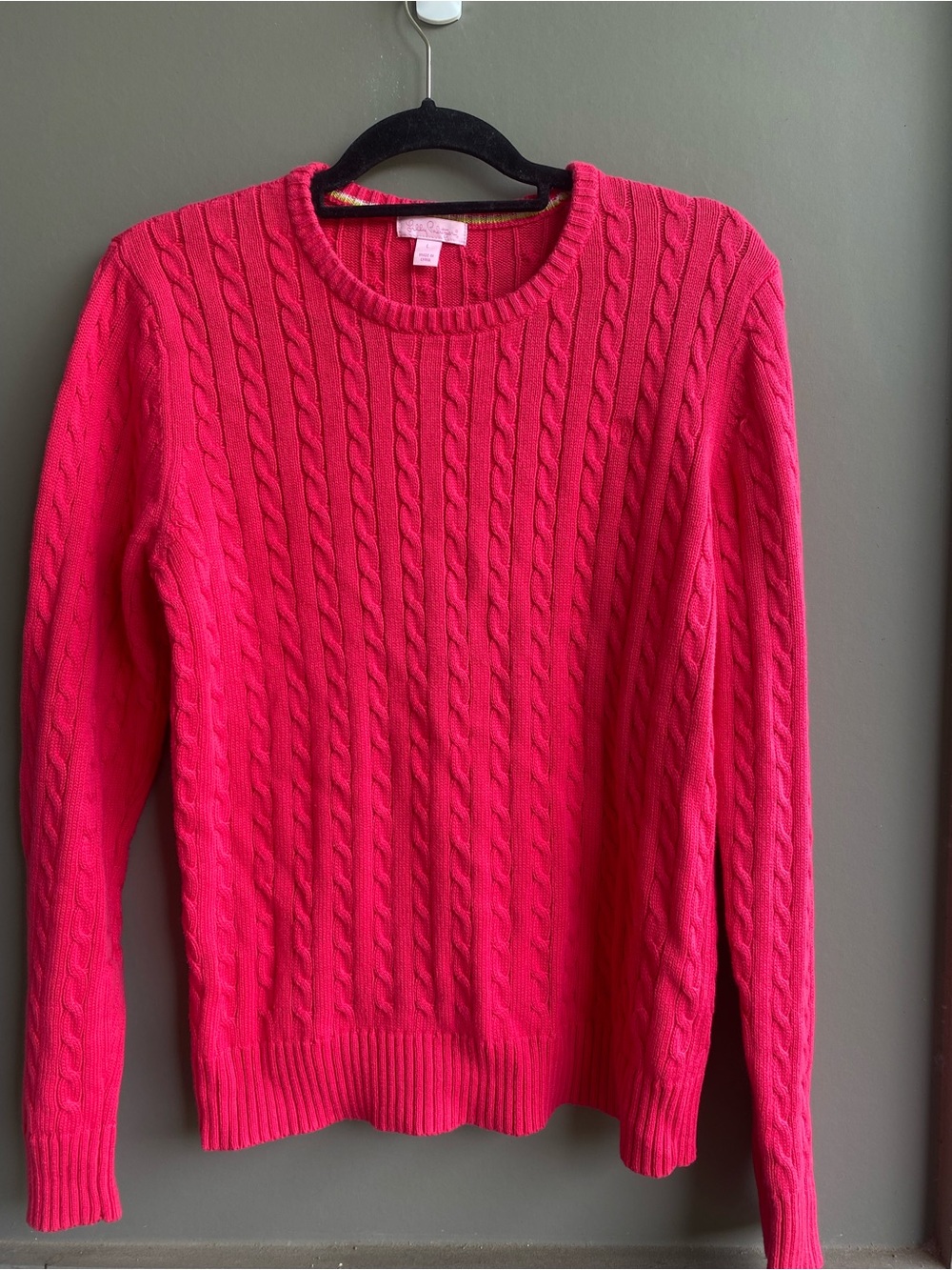Lilly Pulitzer Women’s Cable Knit Crewneck Sweater - Pink Size L - Picture 2 of 12